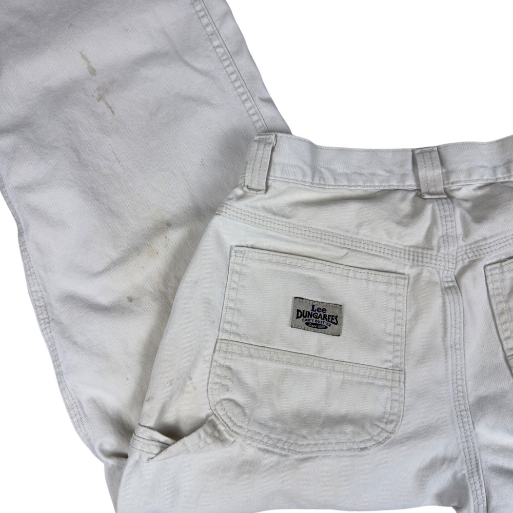 Vintage Lee Dungarees Carpenter Pants Men's 28.25x28.5 White‎ Workwear Patina